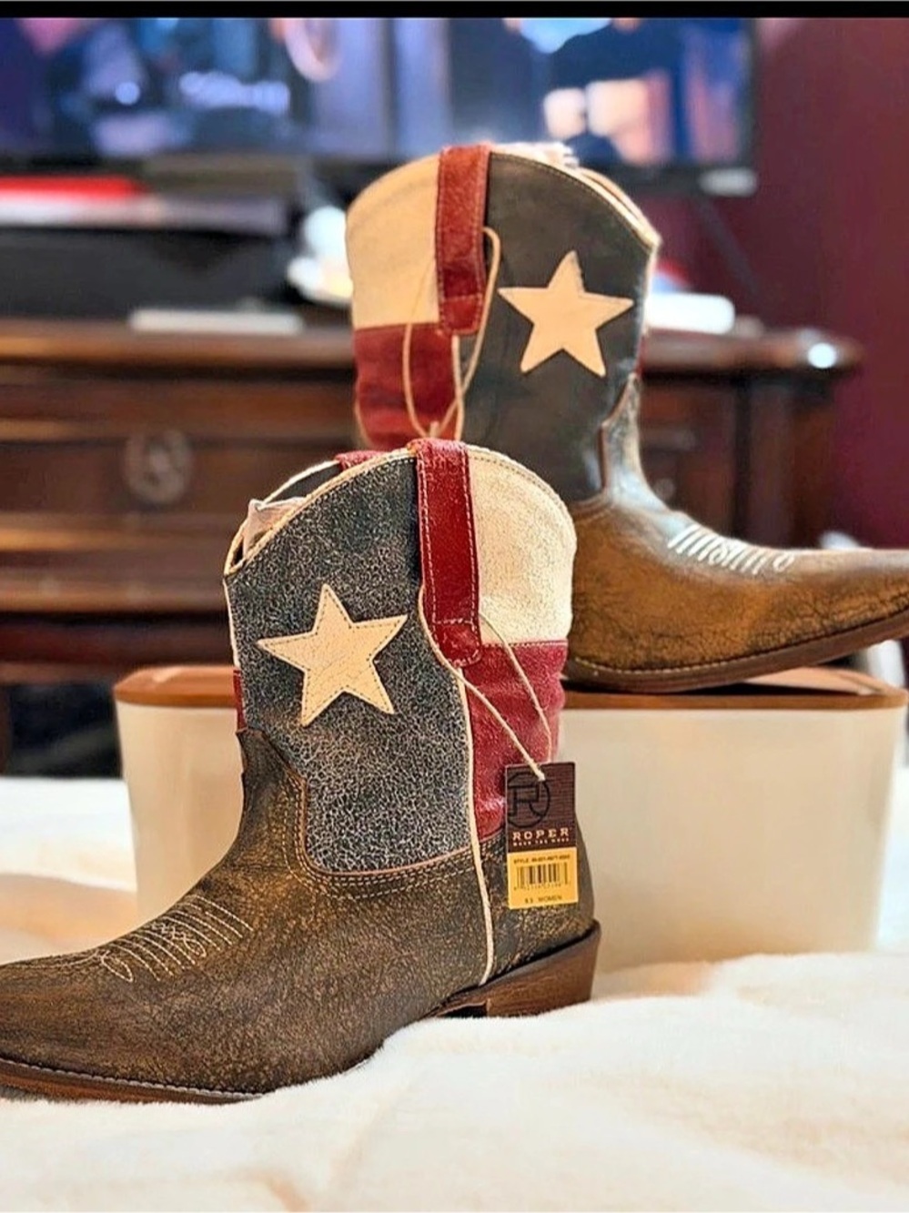 Roper Texas Star western boots Western Boots Brown & Red US 8.5 NWT